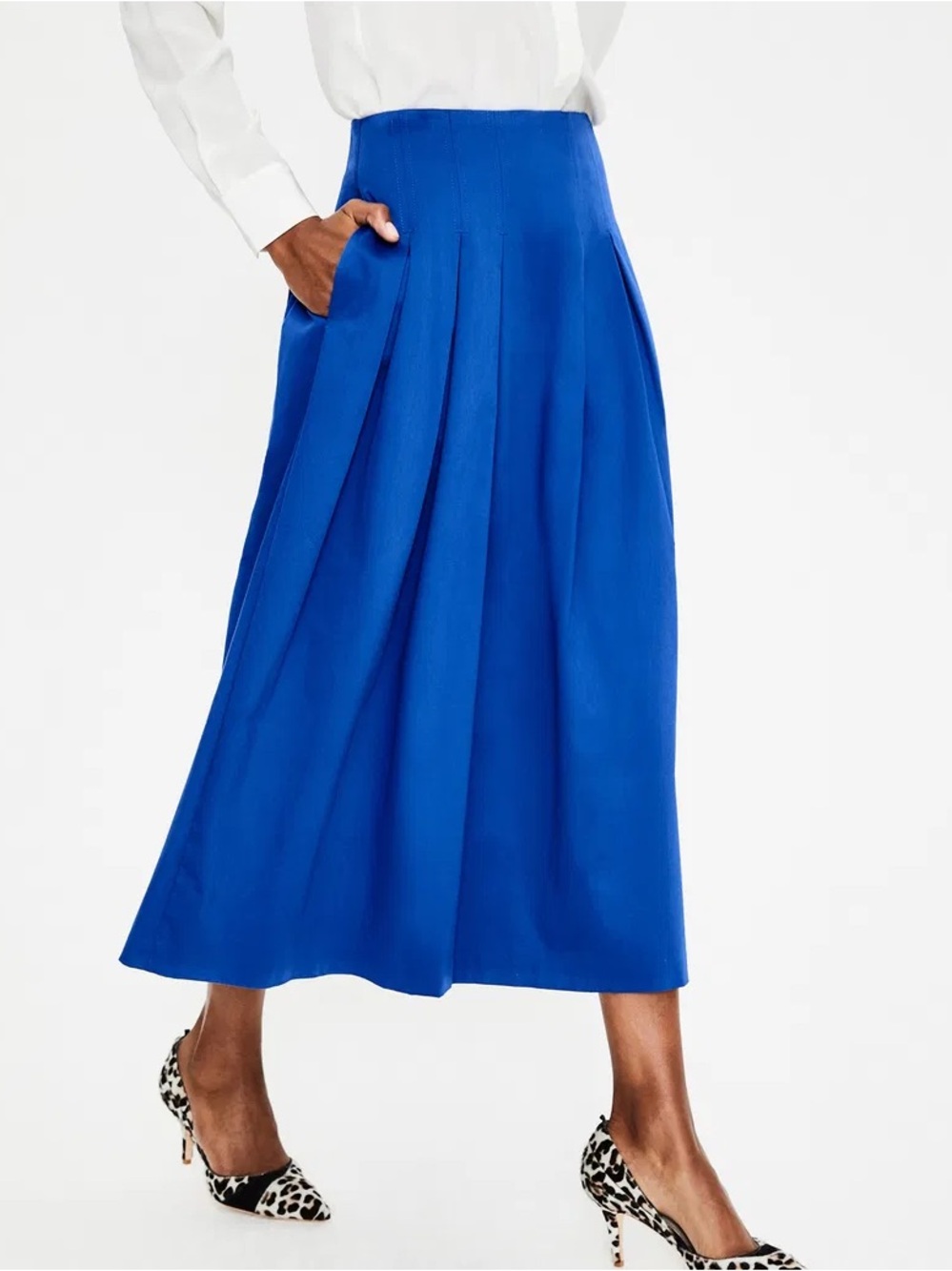 Zara Royal Blue Midi Pleated Skirt